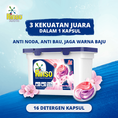 Rinso Matic Deterjen Kapsul Konsentrat Sakura Blossom 16 pcs